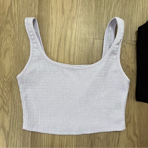SHEIN Smocked & Ribbed Cropped Tank Set Purple and Black Size Small - Picture 3 of 8
